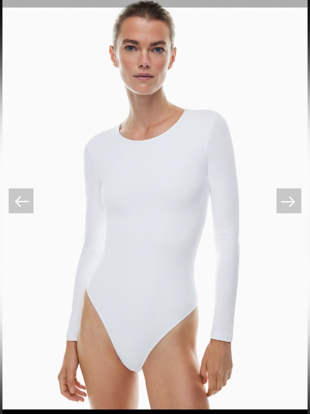 Babaton White Long-Sleeve Crew Bodysuit